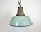 Industrial Petrol Enamel Factory Lamp with Cast Iron Top, 1960s 2