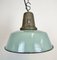 Industrial Petrol Enamel Factory Lamp with Cast Iron Top, 1960s 1