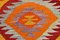 Pumpkin Orange Wool on Cotton Kilim Rug, 1961 7