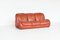Sculptural Three-Seater Lounge Sofa in Orange Brown Leather, Italy, 1970s, Image 4