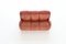 Sculptural Three-Seater Lounge Sofa in Orange Brown Leather, Italy, 1970s, Image 18