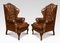 Upholstered Leather Wingback Armchairs, 1890s, Set of 2 1