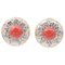 Silver and Rose Gold Earrings with Coral and Diamonds, 1950s, Set of 2 1