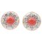 Silver and Rose Gold Earrings with Coral and Diamonds, 1950s, Set of 2, Image 1