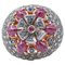 14 Karat Rose Gold and Silver Ring with Rubies, Sapphires and Diamonds, 1960s 1
