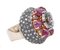 14 Karat Rose Gold and Silver Ring with Rubies, Sapphires and Diamonds, 1960s 2