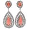 Rose Gold and Silver Earrings with Coral and Diamonds, 1950s, Set of 2, Image 1