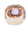 14 Karat Rose Gold Ring with Amethyst, Tourmaline and Diamonds, 1960s 3