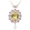 Collar de oro rosa de 14 quilates y plata con topacio, zafiros, rubíes, ónix, perlas y diamantes, años 70, Imagen 1