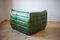 Dubai Green Leather Togo Corner Chair, 2- and 3-Seat Sofa by Michel Ducaroy for Ligne Roset, Set of 3 4