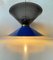 Vintage Italian Blue Diablo Pendant Ceiling Lamp with Brass Disc, 1970s 2