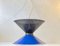 Lámpara de techo Diablo italiana vintage en azul con disco de latón, años 70, Imagen 1