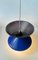 Vintage Italian Blue Diablo Pendant Ceiling Lamp with Brass Disc, 1970s, Image 5