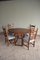 Tavolo da pranzo antico in quercia con sedie, set di 5, Immagine 1