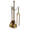 Italian Brass Fireplace Tool Set with Stand, 1980s, Set of 4 1