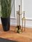 Italian Brass Fireplace Tool Set with Stand, 1980s, Set of 4 2
