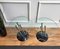 Mesas auxiliares o mesitas de noche italianas de mármol negro y metal con tableros de vidrio, años 90. Juego de 2, Imagen 8