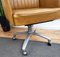 Italian Brown Leather & Metal Open Arm Swivel Desk Chair, 1970s 8