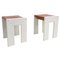 Mid-Century White Wood and Cognac Leather Modern Stools, Italy, 1960s, Set of 2 1