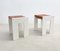 Mid-Century White Wood and Cognac Leather Modern Stools, Italy, 1960s, Set of 2 5