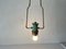 Italian Exceptional Brass & Turquois Green Pendant Lamp in style of Stilnovo, 1950s, Image 2