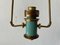 Italian Exceptional Brass & Turquois Green Pendant Lamp in style of Stilnovo, 1950s, Image 7