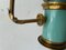 Italian Exceptional Brass & Turquois Green Pendant Lamp in style of Stilnovo, 1950s, Image 10
