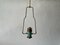 Italian Exceptional Brass & Turquois Green Pendant Lamp in style of Stilnovo, 1950s 1