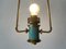 Italian Exceptional Brass & Turquois Green Pendant Lamp in style of Stilnovo, 1950s, Image 6