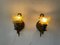 French Flower-Shaped Smoke Glass & Brass Sconces, 1940s, France, Set of 2 10