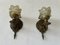 French Flower-Shaped Smoke Glass & Brass Sconces, 1940s, France, Set of 2, Image 1