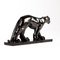 Französische schwarze kubistische Art Deco Panther Skulptur aus Keramik, 1930er 7