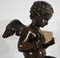 Engel mit Flöte, spätes 19. Jh., Bronze & Marmor 8