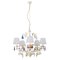 5-Light Chandelier with White Lampshades, Ivory-Colored Frame & Colored Pendants in Murano Glass 1