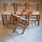 Brutalist Wood & Rush Dining Chairs, 1970s, Set of 4 4