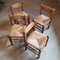 Brutalist Wood & Rush Dining Chairs, 1970s, Set of 4 3