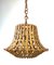 Lámpara colgante francesa grande en forma de campana de bambú y ratán, años 60, Imagen 1