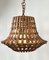 Lámpara colgante francesa grande en forma de campana de bambú y ratán, años 60, Imagen 5
