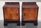 Art Deco Walnut Slab Side Cabinets or Nightstands with Carved Base, 1930s, Set of 2 3