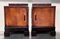 Art Deco Walnut Slab Side Cabinets or Nightstands with Carved Base, 1930s, Set of 2 2