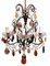 Florentine Gilded Iron & Faceted Glass Chandelier with Colored Crystal Drops, 1946, Image 1