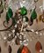Florentine Gilded Iron & Faceted Glass Chandelier with Colored Crystal Drops, 1946 9