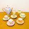 Spanish Pastel-Colored Coffee or Tea Service in Porcelain from Delgis, 1960s, Set of 15 2