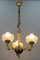 Empire French Brass, Bronze and Frosted Glass Three-Light Chandelier, 1950s 7