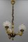 Empire French Brass, Bronze and Frosted Glass Three-Light Chandelier, 1950s, Image 6