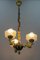 Empire French Brass, Bronze and Frosted Glass Three-Light Chandelier, 1950s 9