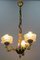 Empire French Brass, Bronze and Frosted Glass Three-Light Chandelier, 1950s 3
