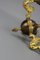 Französischer Empire Kronleuchter aus Messing, Bronze & Milchglas mit drei Leuchten, 1950er 12