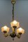 Empire French Brass, Bronze and Frosted Glass Three-Light Chandelier, 1950s 8