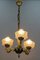 Empire French Brass, Bronze and Frosted Glass Three-Light Chandelier, 1950s, Image 8